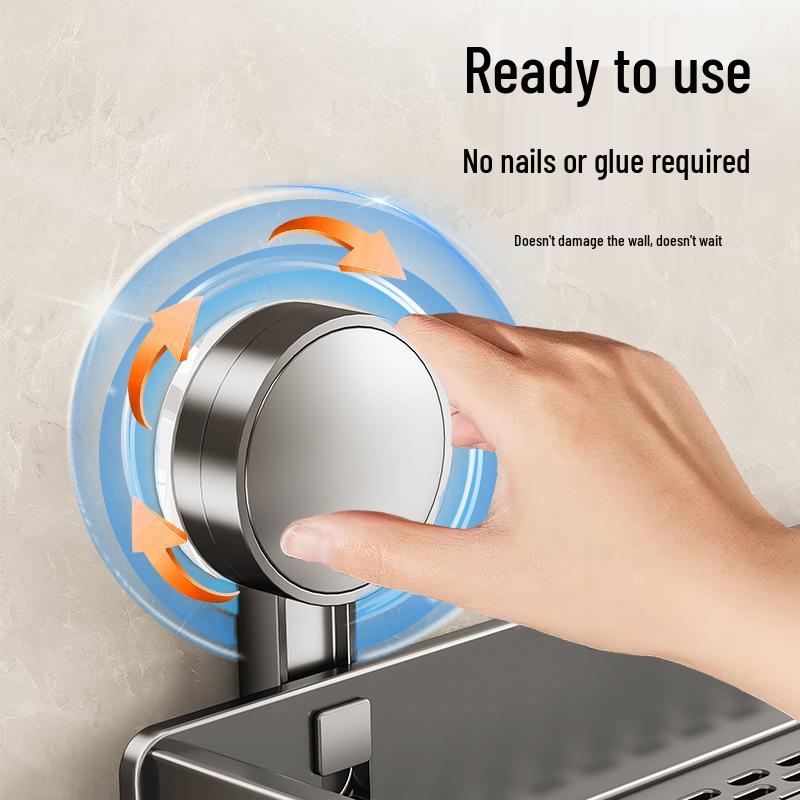 Badezimmer-Wandregal mit Saugnapf ohne Bohren