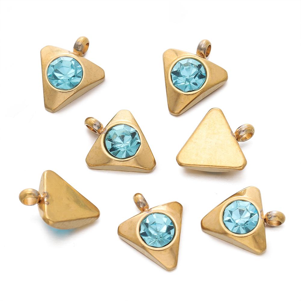 10Pcs/Pack Stainless Steel Gold Color Flower Heart Triangle Pendants for DIY Bracelet Necklace Jewelry Making Accessories