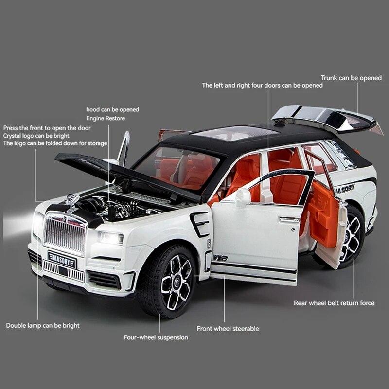 1:24 Scale Rrcullinan Suv Model Car Toy, Zinc Alloy Pull Back Diecast Toy Cars With Sound And Light For Kids Bo