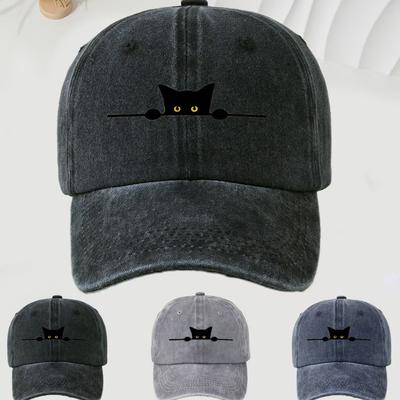 Unisex Outdoor Casual and Fashionable Cat Print Personalized Baseball Cap Suitable for All Seasons, Soft and Adjustable In Size,