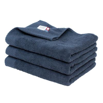 Sada 3 ručníků na obličej s certifikací Bloom Imabari Towel 3 Ciel Specifikace hotelu Absorbující vodu Rychleschnoucí v místnosti Bavlna Vyrobeno v Japonsku 100% (námořnictvo)