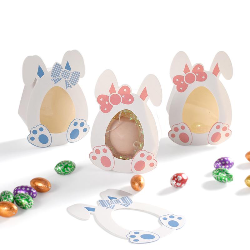 Easter Rabbit Cartoon Candy Box - DIY Foldable Transparent Gift Boxes (10 pcs)