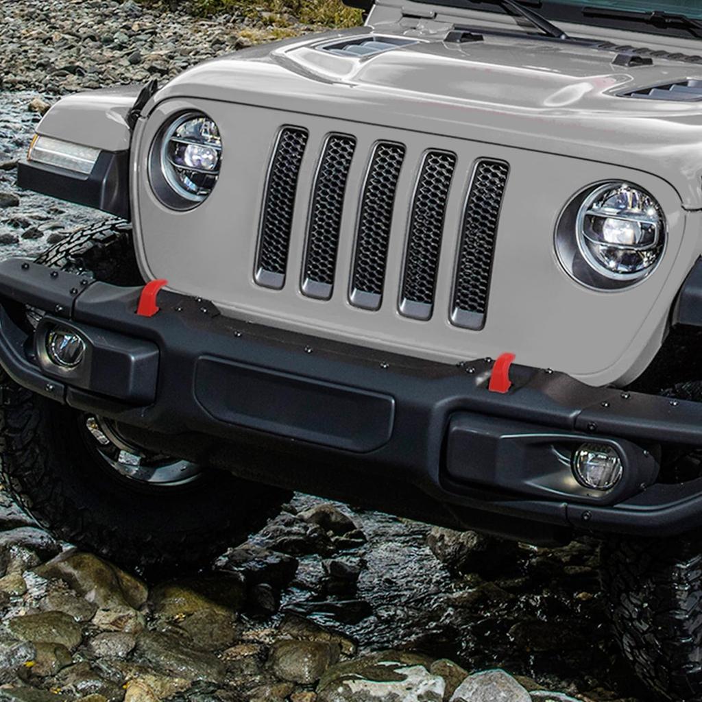 JWWY Bumper Tow Hook Covers Tow Trailer Hitch Receiver Cover Towing Hitch Rubber Sleeve Protector Cover Trim Fit for 2007-2025+Jeep Wrangler JL