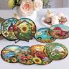 8 Pieces/set of Diamond Painted Car Pattern Coasters, DIY Coasters with Holder, Suitable for Beginners and Adults, Art and Craft Supplies Gifts