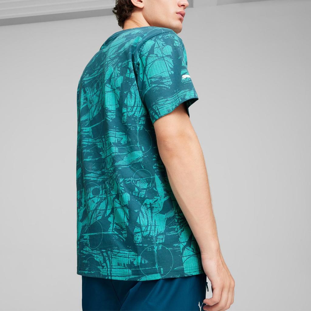 Puma Mercedes-AMG Petronas F1 Graffiti Print Casual Crew Neck T-Shirt Men Tops Blue 624016-87