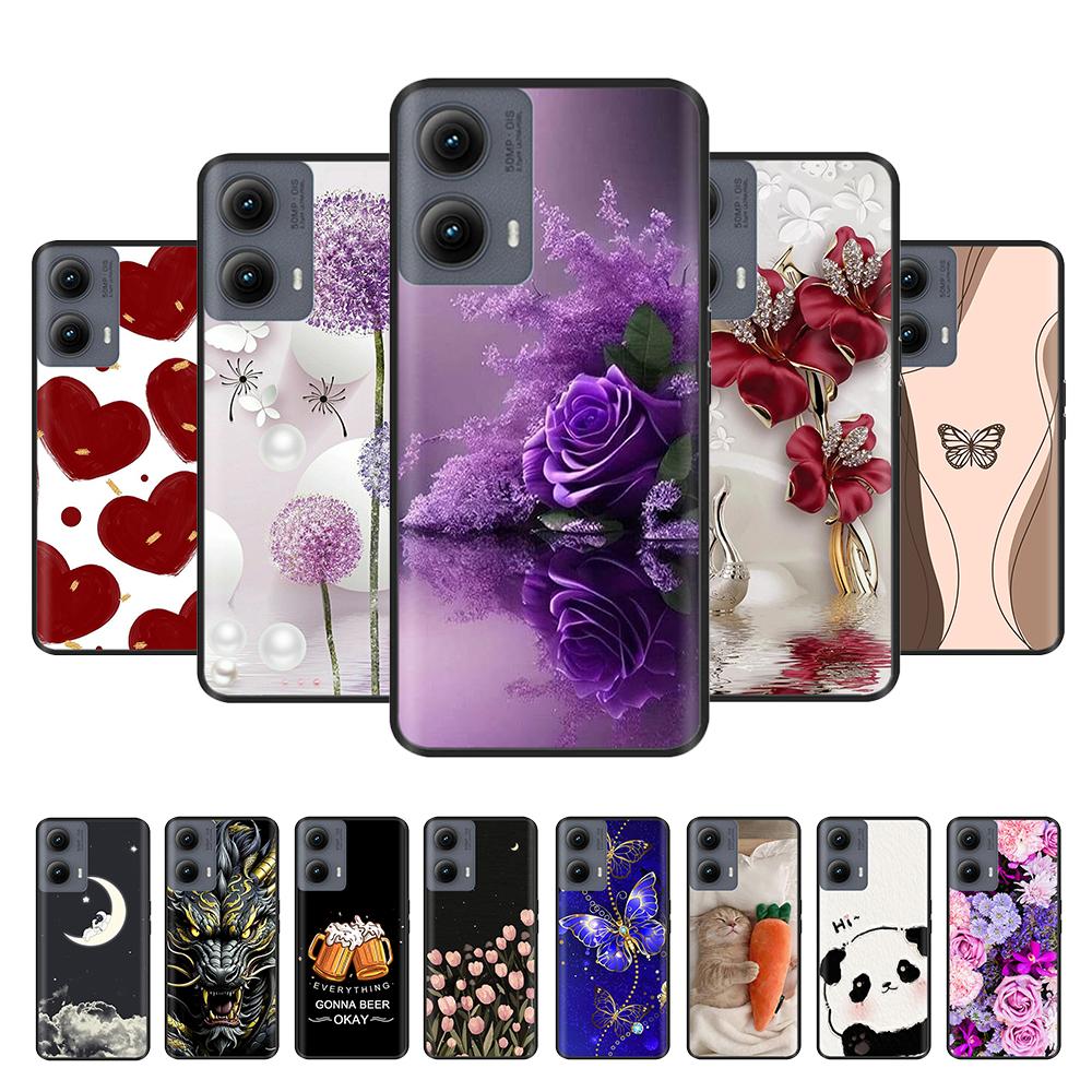 Silicone Casing For Motorola Edge 2024 Case Lovely Cartoon Soft TPU Black Cover For Moto Edge 2024 6.6" Shockproof Fundas Capa
