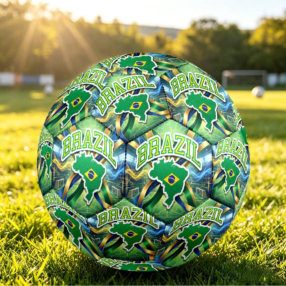 Pallone da Calcio Stampato Brasile Taglia 5 Resistente all'Usura Standard per Allenamento Adulti Regalo per tifosi per Partite Sportive Indoor Outdoor
