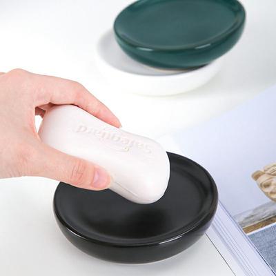Ceramic Soap Dish Round Minimalist Soap Holder Bathroom Toiletry Storage Organizer for Hotel/Home