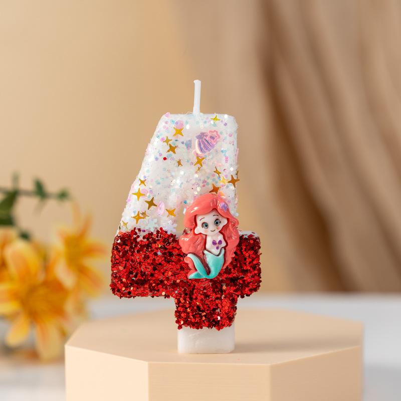 Creative Cartoon Mermaid Digital Birthday Candle Celebration Decoration