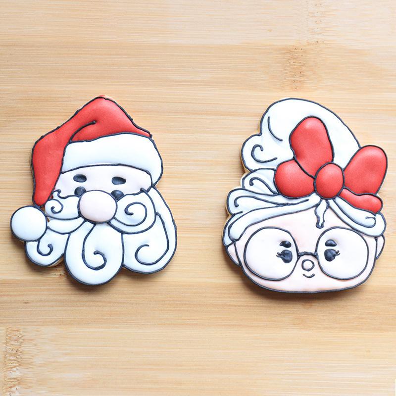 Christmas Cookie Cutter Press Santa Claus Elk Snowman Biscuit Mold Plastic Cookie Stamp Confectionery Kitchen Baking Pastry Tool