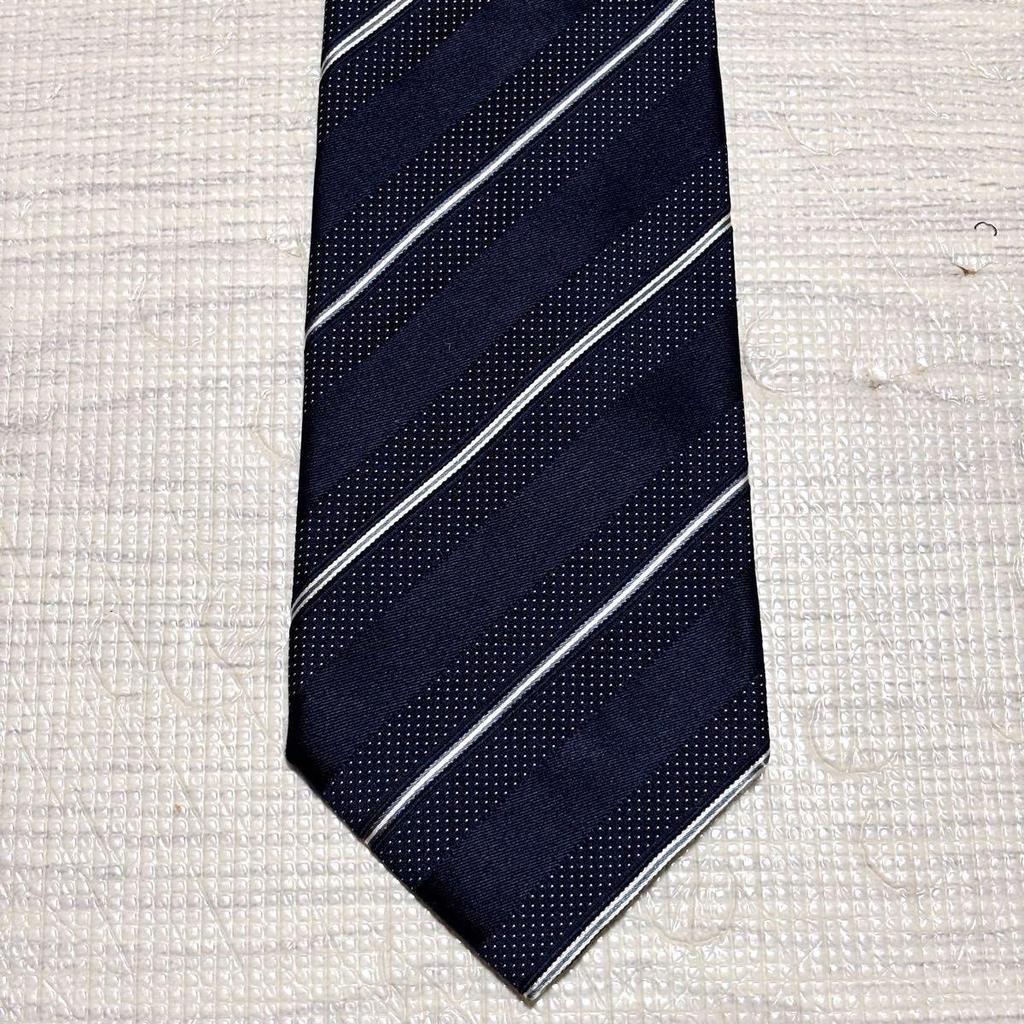 Used Paul Smith Necktie Current Tag Navy Stripe Dot Silk Starry Sky Pattern Made in Japan Business Formal