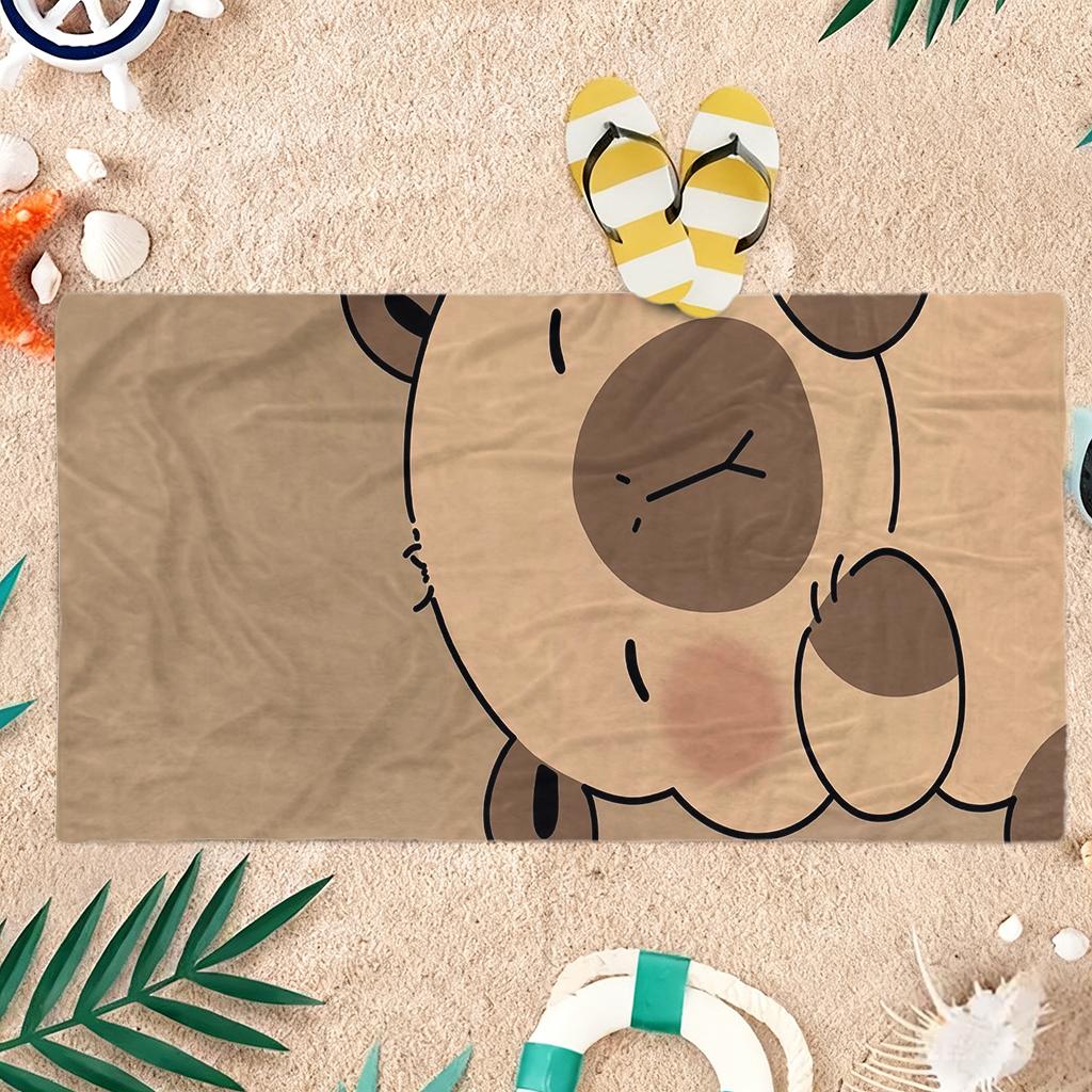 Capybara Cartoon Strandtuch Schnelltrocknend Klein bis Groß Handtuch Geeignet für Strand Yoga Fitnessstudio Pool Sommer Lustiges Geschenk für Freunde