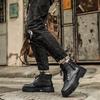 New Luxury Brand Black Men Genuine Leather Boots Fashion Lightweight Biker Boots Men Comfy Casual Outdoor Antiskid Ankle Boots