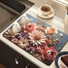 3D Flower Dish Mat Diatomaceous Earth Absorbent Dish Drying Mat Coaster Floral Placemat Insulation Mat for Kitchen Counter Dining Table