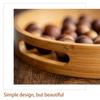 Serving Tray Bamboo Wood Color Round Tray For Water Tea Coffee Cakes 30 X 30 X 4 Cm