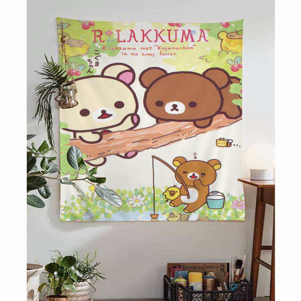 Cute Cartoon Anime RRilakkuma Hanging Bohemian Tapestry Bohemian Wall Tapestries Mandala Cheap Hippie Wall Hanging