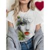 Summer T-shirt Ladies Abstract Art Portrait 3d Printing Fashion Casual Tops Contrast Color Design Women's Clothing