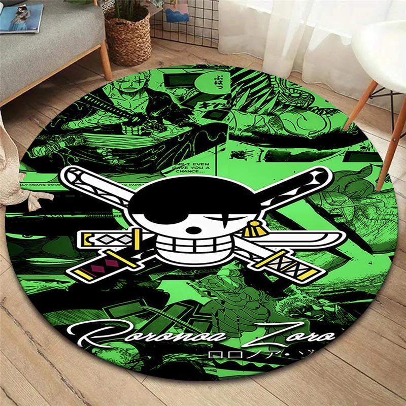 One Piece Straw Hat Pirates Round Area Rug Carpet Rug For Living Room Bedroom Sofa Playroom Decor Nonslip Floor Mat