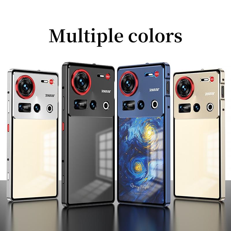 Elastic Snap Magnetic Metal Bumper Frame Case for ZTE Nubia Z80 Z70 Z70S Ultra 5G Clear Frosted PC Lens Protector Back Cover