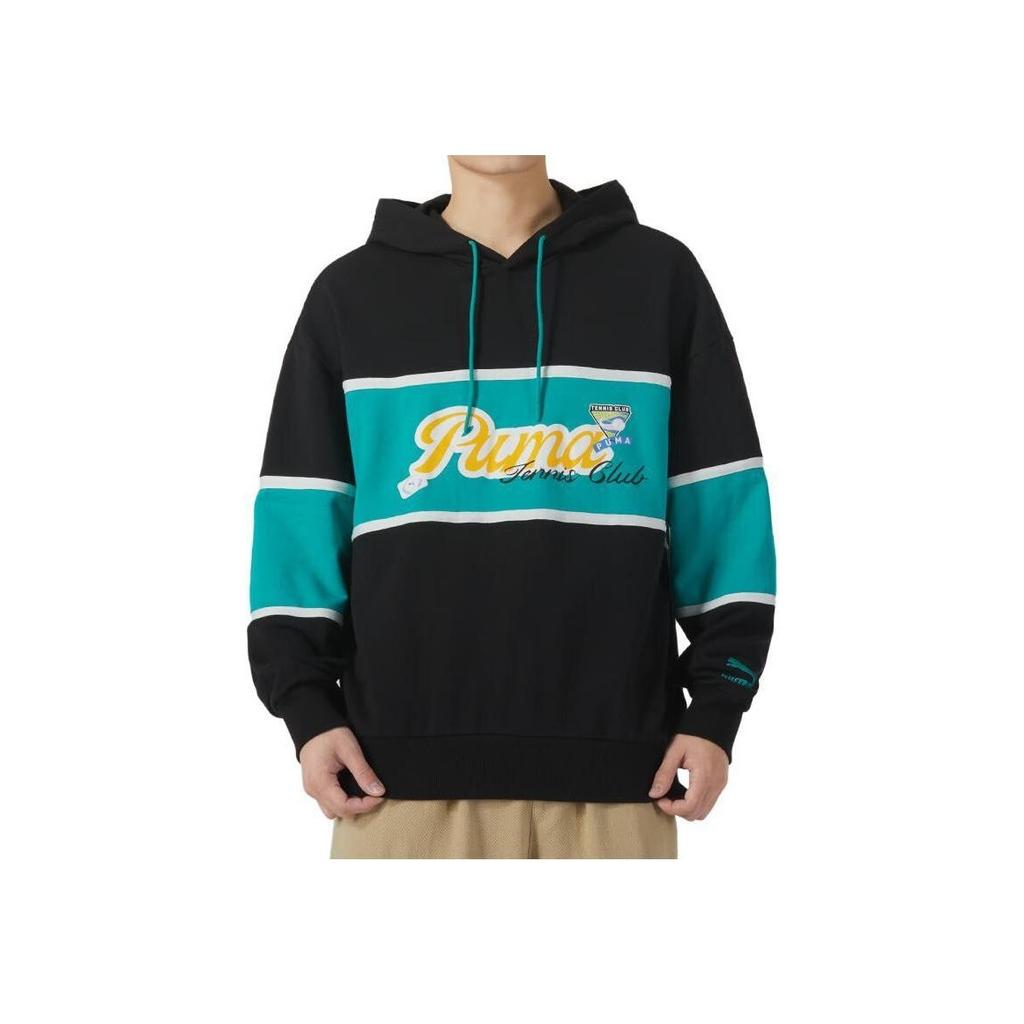 Puma Color Block Letter Print Casual Hoodie Long Sleeve Sweatshirt Men Sweatshirt Black 625800-01