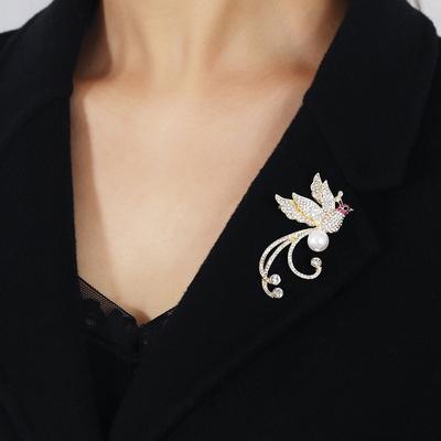 Niche High-end Feeling Phoenix Crystal Pearl Brooch Luxury Temperament High-end Chinese Style Corsage Suit Pin Female Tide