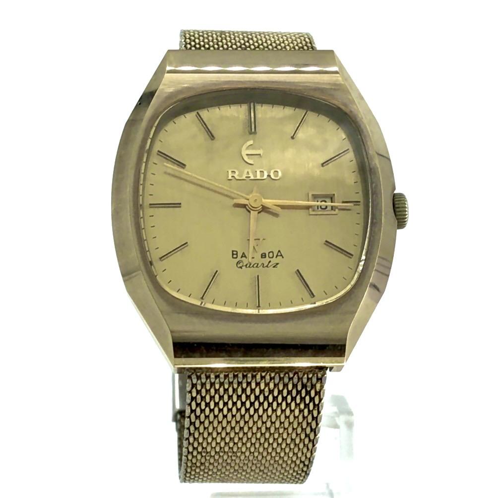 Working Good RADO BALBOA V K161 Vintage Quartz QZ Battery Powered Gold Dial Date Mesh Strap Men's Watch No Water Resistance Rating 3-Hand