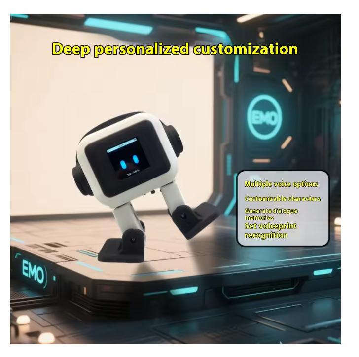 AI EMO Robot ESP32-S3 Main Control 1.54inches Screen Intelligent Interactive Robot Voiceprint Recognition Companion for Child