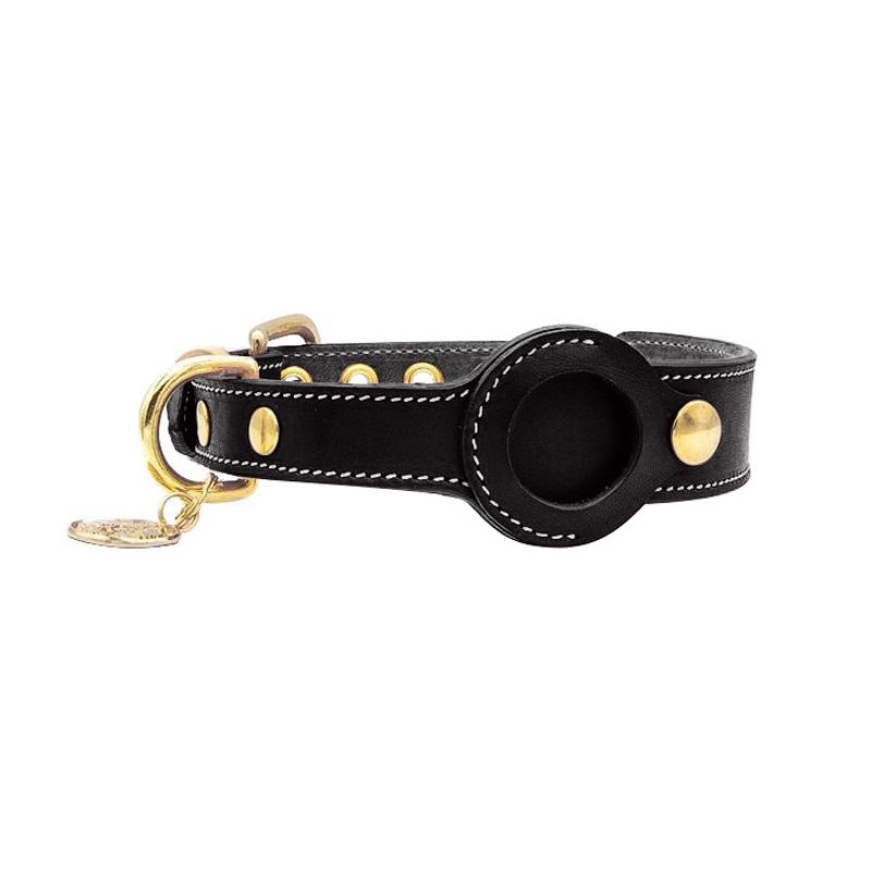 Luxus Echtes Leder Airtags Haustierhalsband Verstellbare Hundehalskette Für Welpen Mittelgroßen Hund Anti-Verlust Haustierhalsband Mit Airtag-Halter