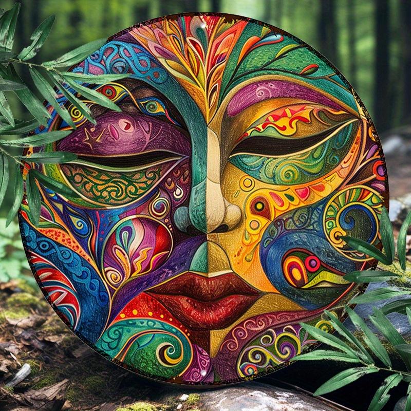 Aluminiowy Znak Metalowy - Kolorowy Motyw Maski Dekoracja Ścienna do Wewnątrz i na Zewnątrz - Łatwy do Zawieszenia, Restauracja, Ogród, Dekoracja Pokoju