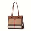 Aidrani Classic Plaid Women's Bag, Large Capacity Portable Shoulder Bag, Canvas Patchwork Cowhide, Square Handbag