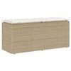 VidaXL Garden Bench with Beige Cushion 110x40x44 Cm Braided Resin, Outdoor Bench, Patio Bench, Garden Seat, Bench 4104149