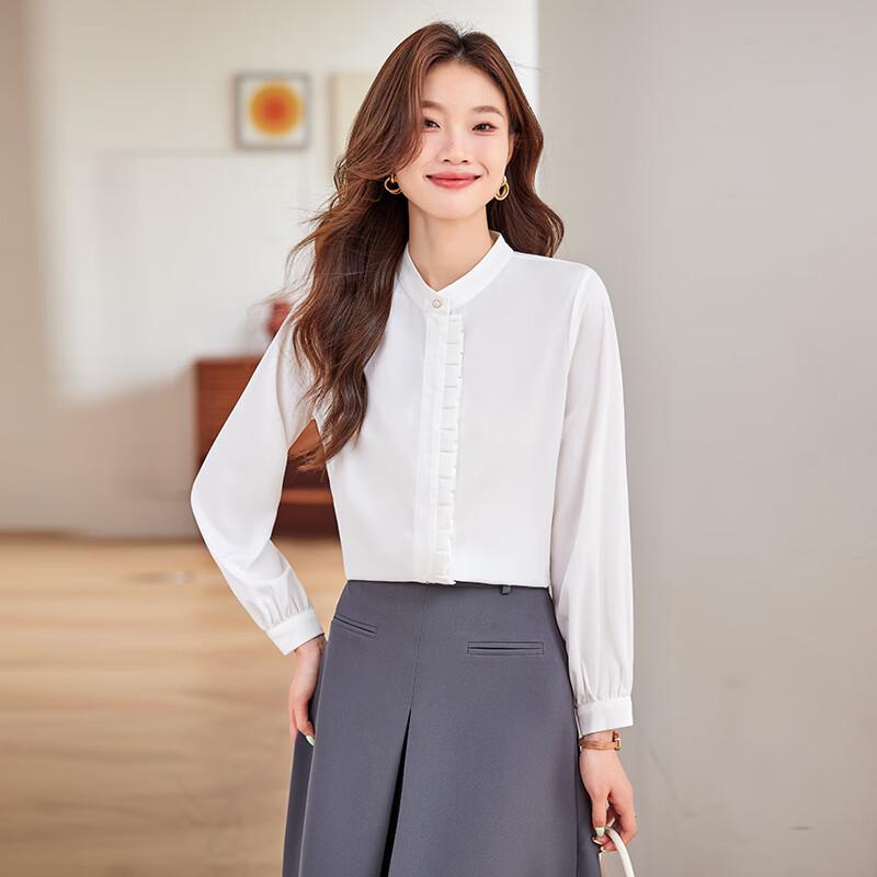 Women's French Style Long-Sleeve Chiffon Blouse