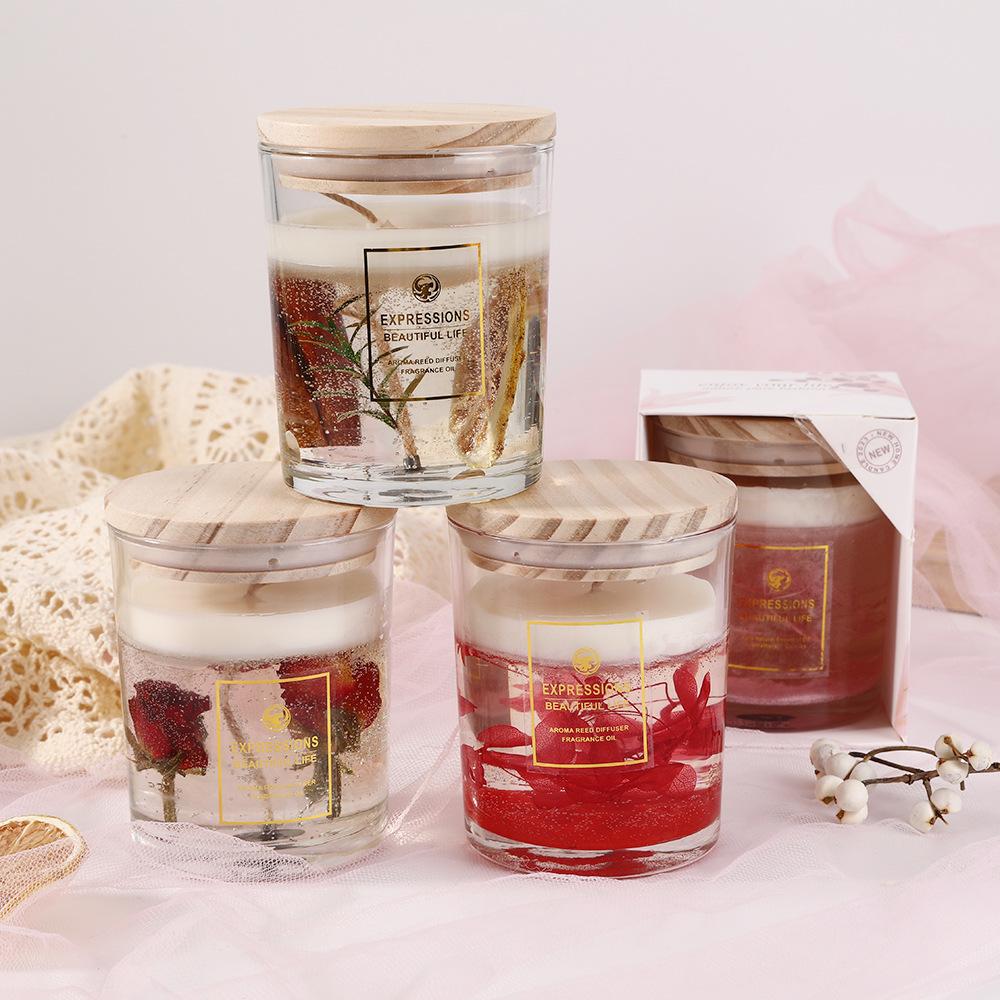 Dried Flower Jelly Aromatherapy Candle Home Fragrance Gift Box Soy Wax Crystal Cup Wax Souvenir Decoration