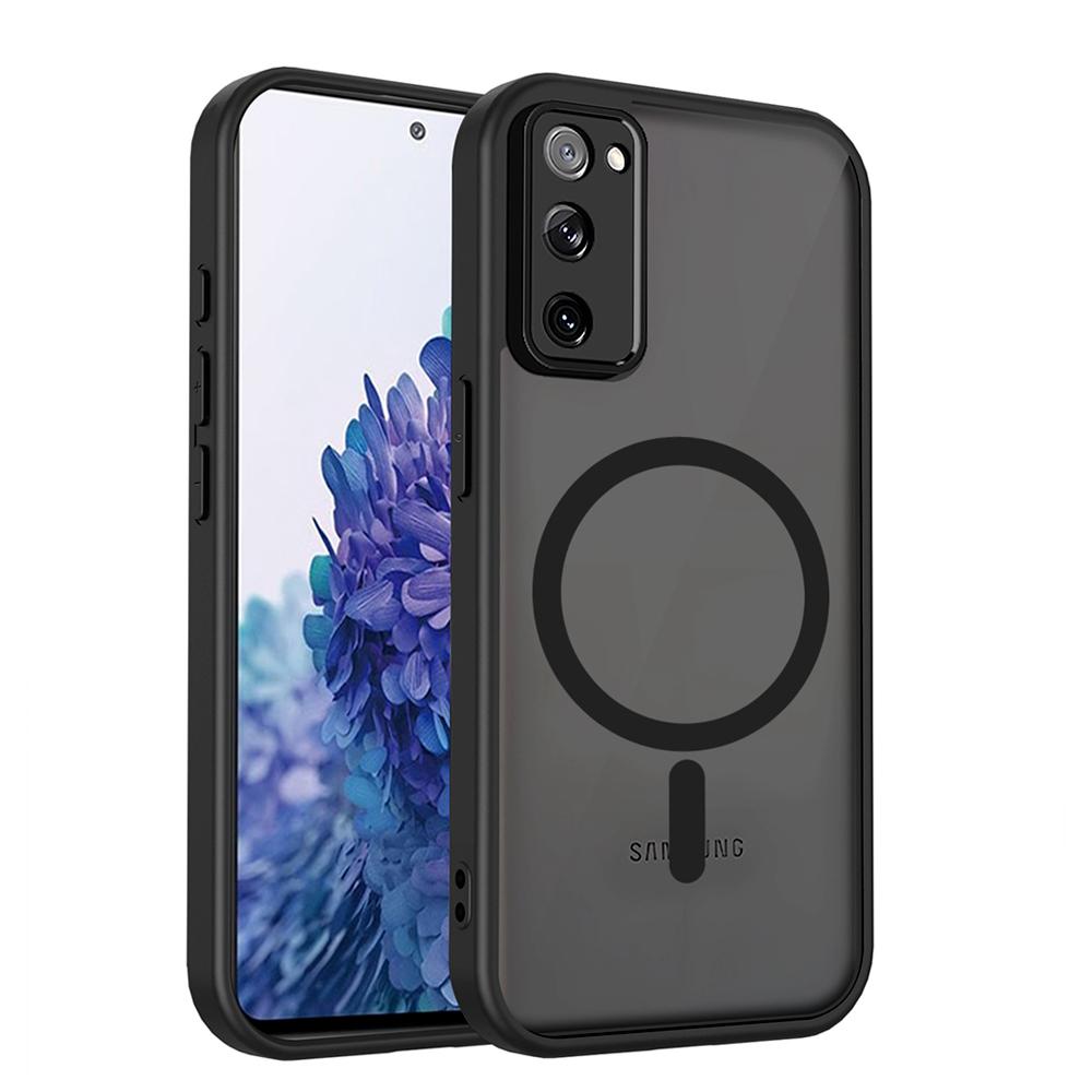 KEYSION Magnetický obal na telefon pro Samsung S20 FE S21 FE Silikon+PC Matný Průsvitný Čirý Nárazuvzdorný kryt pro Galaxy S21 S20 FE 5G