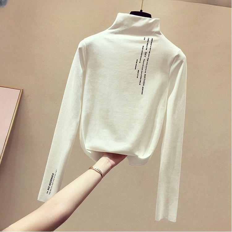 Women Turtleneck Long Sleeve Top Cotton Stretch Base Blouse Bottoming Shirt