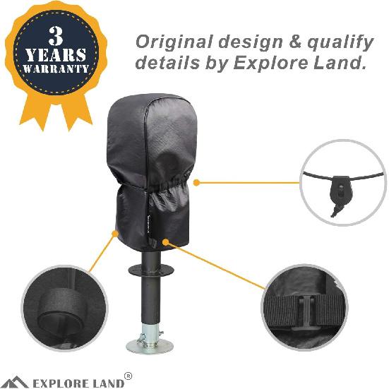 Explore Land Waterproof Electric Tongue Jack Cover, RV Camper Power Trailer Jack Protector Size 9L X 4W X 18H Inch