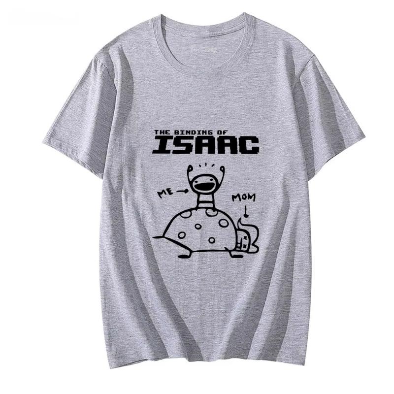 The Binding of Isaac Cartoon Tshirts Men Anime Letter Printed Tops Tees Fashion Manga Spring and Summer Slight Strech