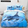 Airplane King Queen Full Duvet Cover Vintage Fighter Bedding Set for Kids Teens Adults Sky Clouds Grey 2/3pcs Soft Quilt Cover