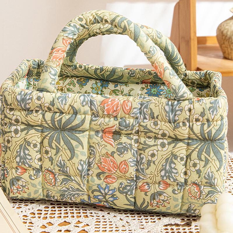 Floral Pattern Storage Basket Women Large Capacity Fabric Sweet Laundry Baskets With Easy Carry Handles Hampers Travel Tote Bag