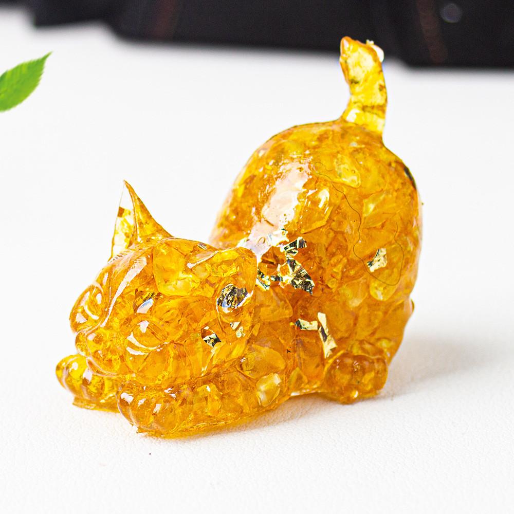 Crystal Resin Cat Figurine With Bright Colors For Home Office Decor And Gift Ideas