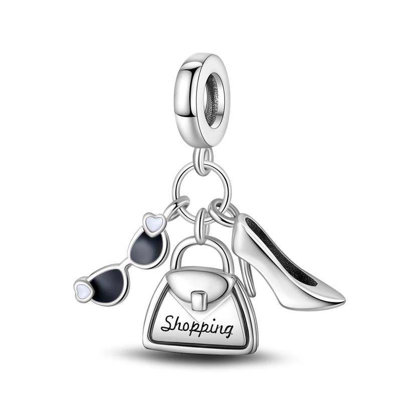 Ciondolo con Perle di Rame Charm Scintillante in Zircone Vari Stili Originale Bracciale da 3 Mm Gioielli Raffinati da Donna