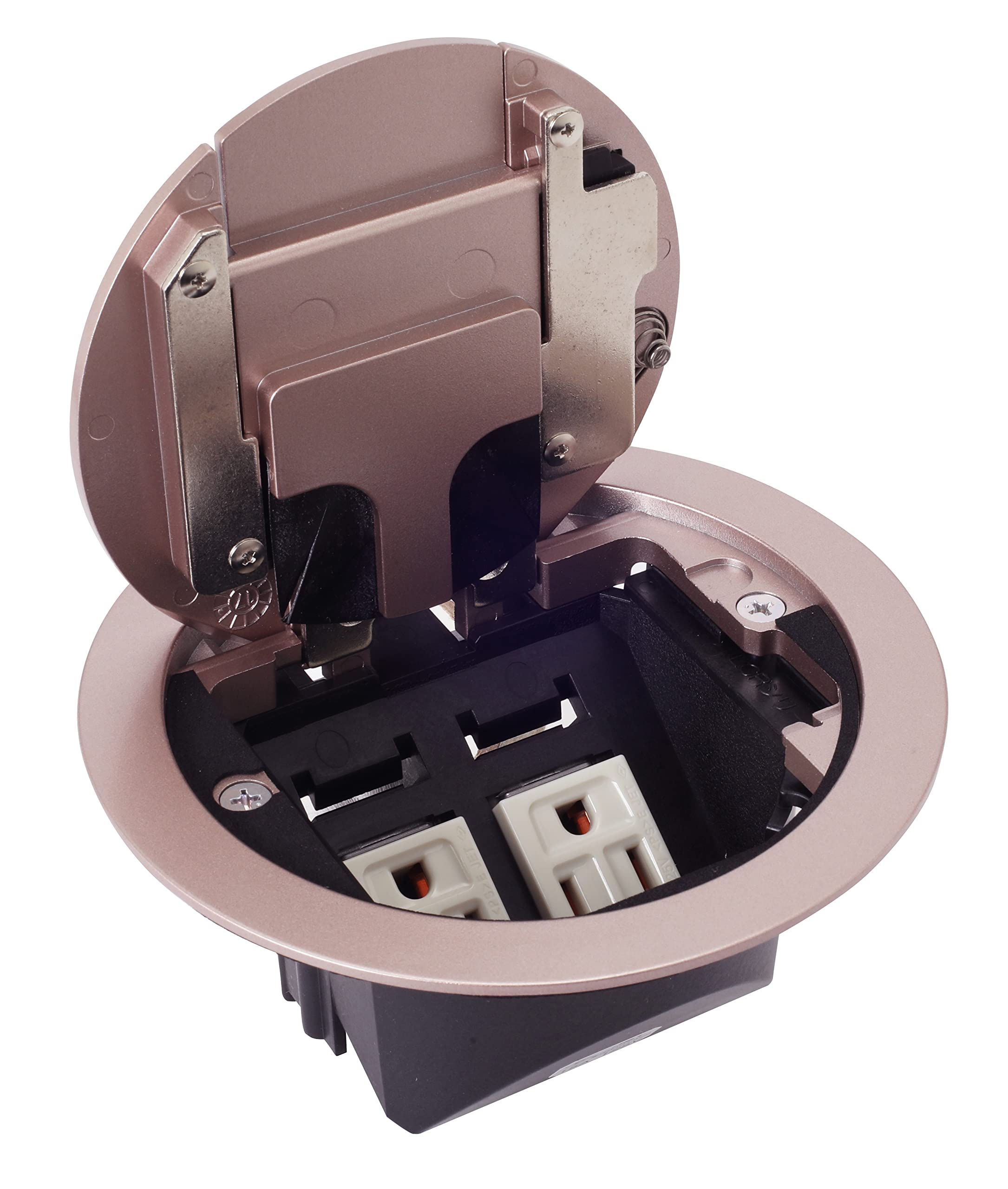 

TERADA LCR10005M020 Plug-in Receptacle [For Conduit Floor Installation] LCR Plate + Fixture, 2 Power Outlets, 2 Grounded Ports (Champagne Gold)