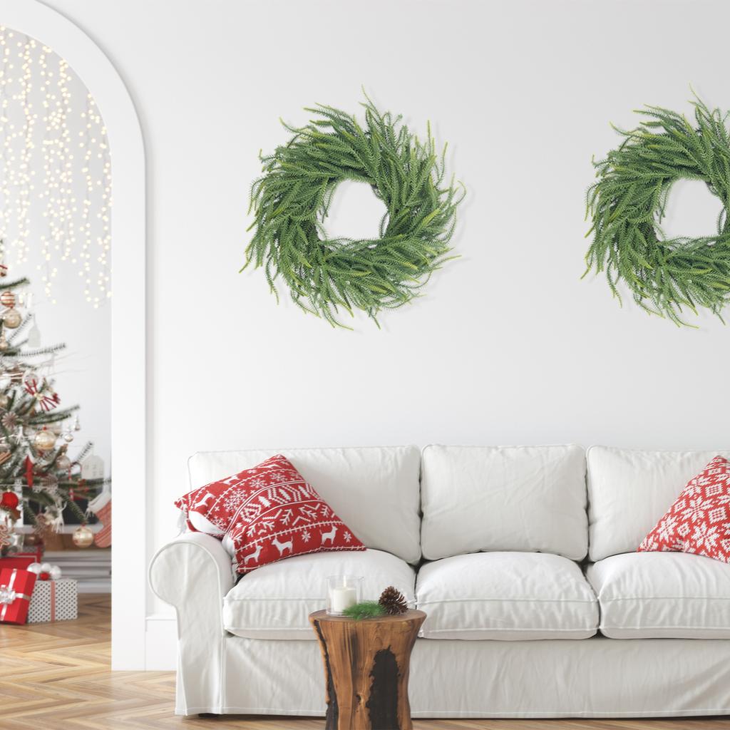 24in Norfolk Pine Wreath for Front Door Artificial Christmas Wreaths Faux Green Wreath for Wall Window Indoor Outdoor Xmas Decor