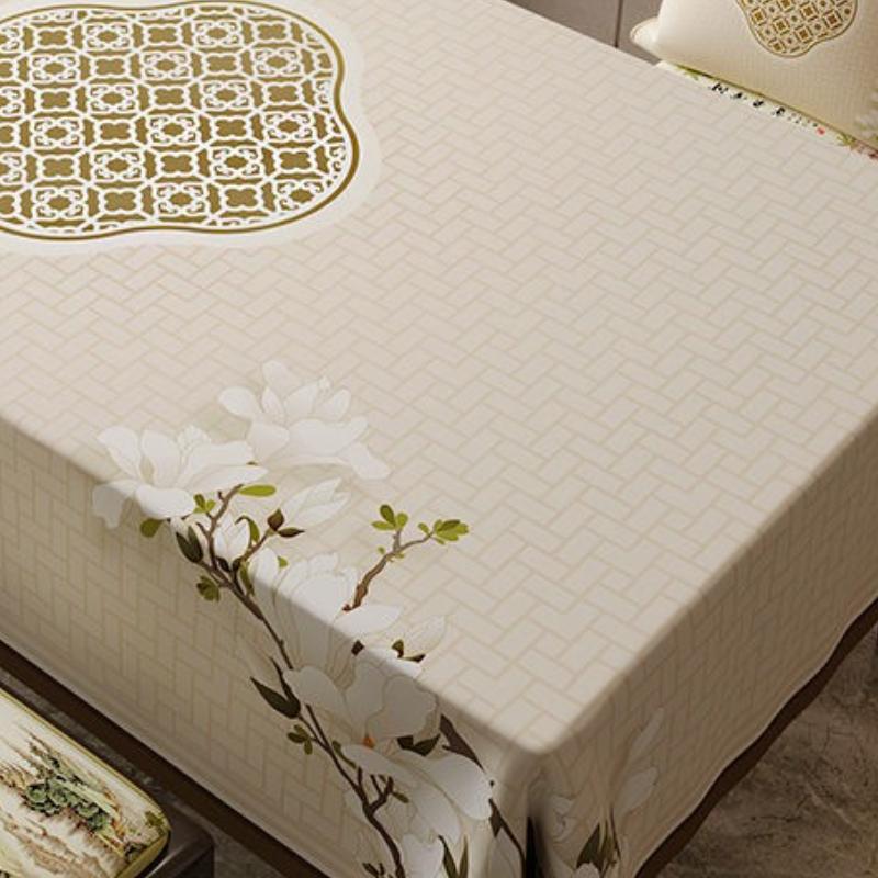 New Chinese Peony Pattern Table Pad Thickened PVC Material Dining Table Decoration Waterproof Oil Resistant Erasable Desk Cloth
