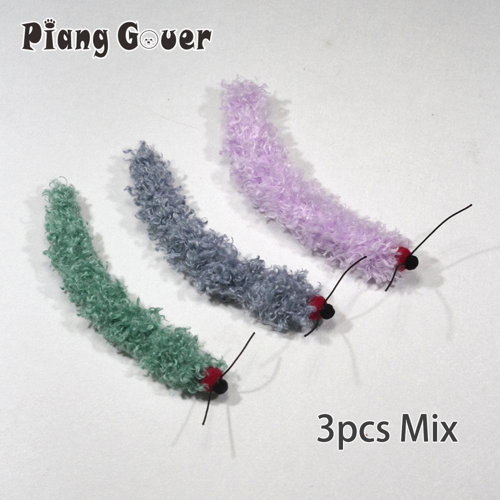 3pcs Plush Simulated Caterpillar Cat Toy Interactive Pet Toys For Kitten