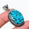 Naturalny Kamień Szlachetny Miedź Błękitny Turkus Srebro Próby 925 Wisiorek 1.85" O9s60