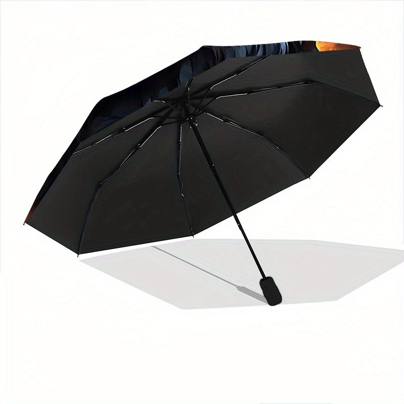 1pc Flaming Wolf Durable Cartoon Folding Umbrella, Portable Compact Umbrella for Men and Women R092