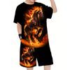 Boys 3D Horse T-shirt & Shorts Set Short Sleeve Summer Spring Sports Fashion Daily Kids 4-12 Years