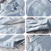 Drsshnx Denim Long Solid Casual Stylish and Light Size Perfect for Spring and Autumn Men's Shirt, Sleeve, Denim, Shirt, Elegant, Breathable, Blue,
