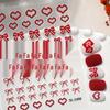3D Red Bow & Heart Nail Stickers with 5D Embossed Bear & Star DIY Design